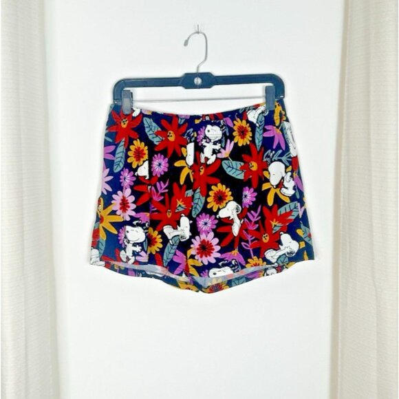 Munki Munki Peanuts Pajama Set Women Medium Snoopy Floral Short Sleeve Top Short - Picture 7 of 11